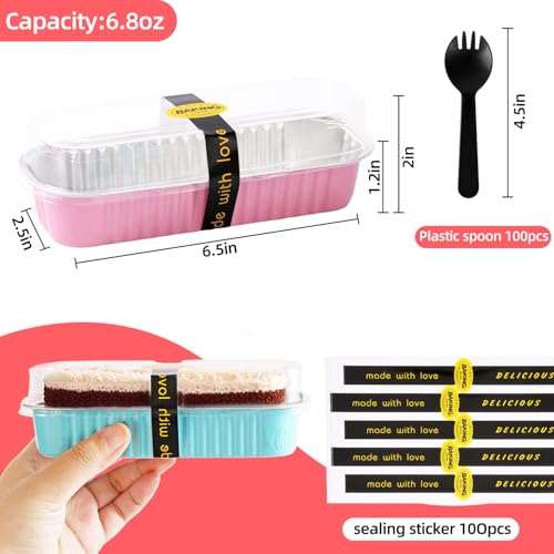 120 Pcs Mixed Color Mini Loaf Pans with Lids and Spoons (30 Count)