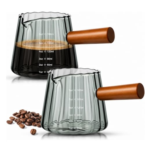 2 Pcs 6 oz Gray Espresso Shot Glass Cups with Handle (2 Count)