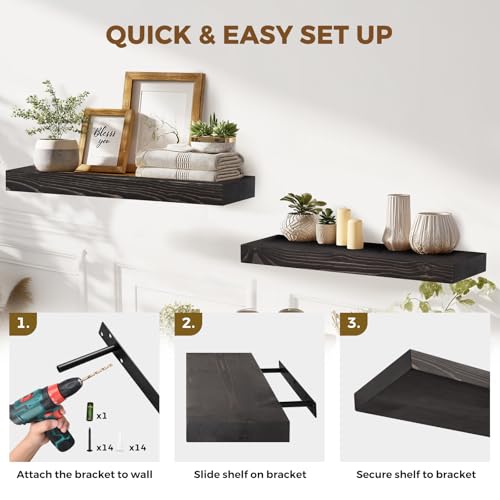 Solid Wood Floating Shelves (2 Count)
