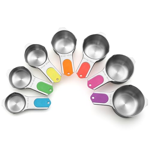 Magnetic Stainless Steel Measuring Cups Set of 7 Patented (7 Count)
