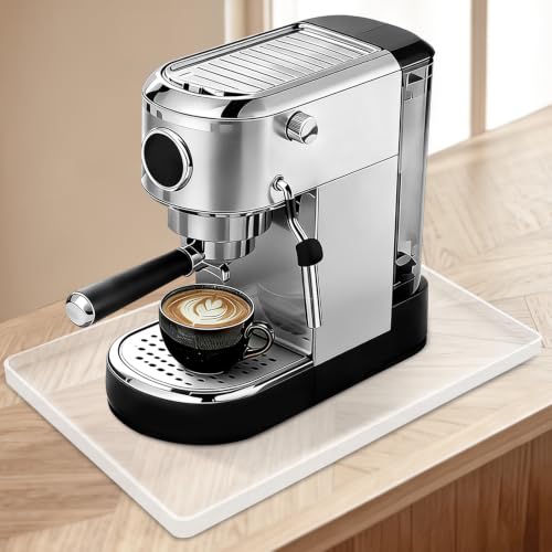 Silicone Coffee Maker Mat with Lip for Countertops 14.8''x7.9'' Translucent