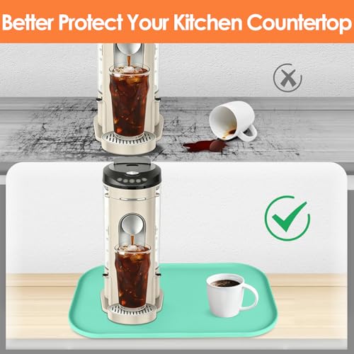 Silicone Coffee Maker Mat with Lip for Countertops 17.4''x10.6'' Mint Green