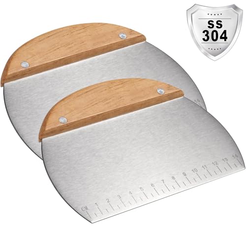 2 Pack 304 Stainless Steel Grill Scrapers with Wood Handle (2 Count)