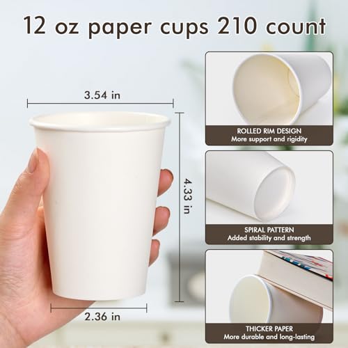 12 oz Paper Coffee Cups (210 Count)