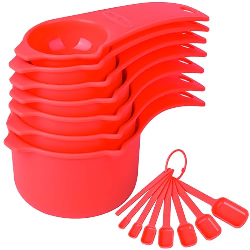 Red Measuring Cups and Spoons Set 15