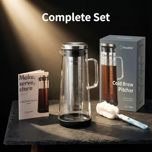 Sleek 1.4L 48oz Glass Cold Brew Coffee Maker Pitcher
