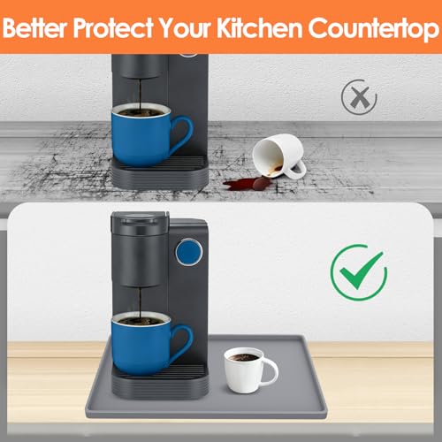 Silicone Coffee Maker Mat with Lip for Countertops