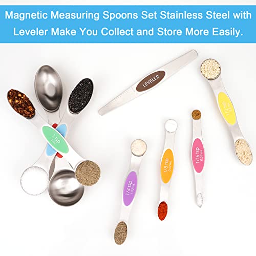 8 pcs Multi Color Magnetic Measuring Spoons Set