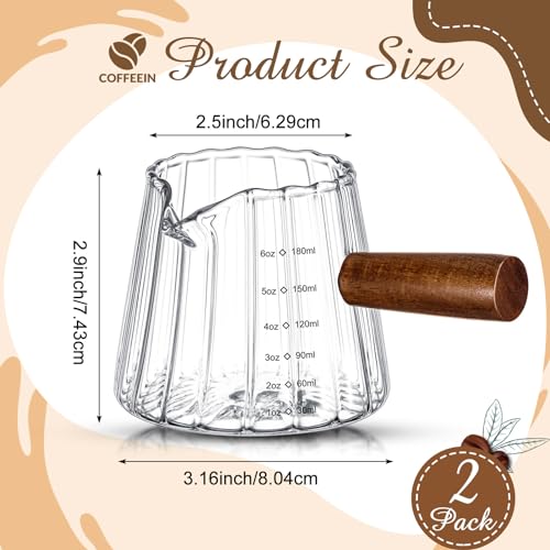 2 Pcs 6 oz Clear Espresso Shot Glass Cups with Handle
