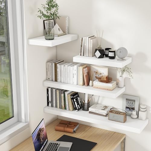White Floating Shelves for Wall (2 Count)