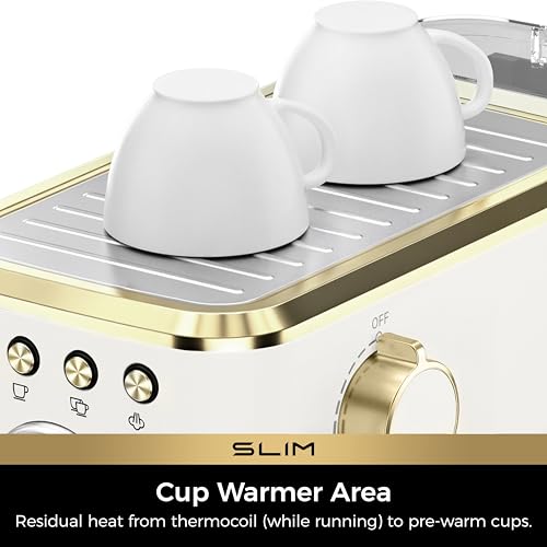 Slim Espresso Machine with Milk Frother for Home Latte
