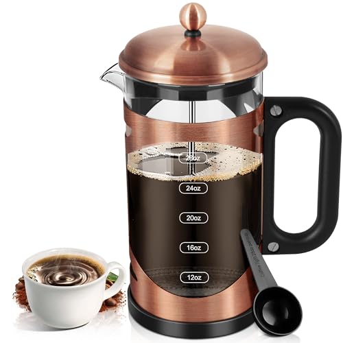 34 Ounce French Press Coffee Maker Copper Stainless Steel Coffee Press