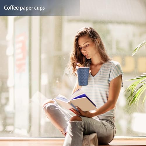 1000 Pack Paper Cups 12 oz Bulk Disposable Coffee Cups Navy Floral (1000 Count)