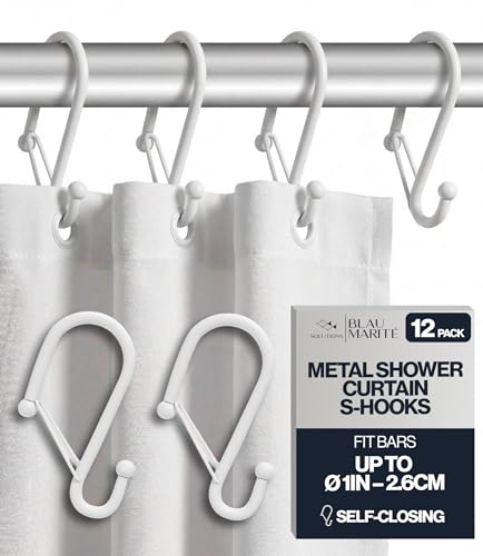 12 Decorative Metal Shower Curtain Hooks (12 Count)