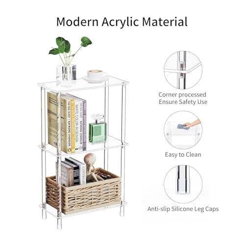 Clear Acrylic Narrow Side Table for Small Spaces (3 Count)