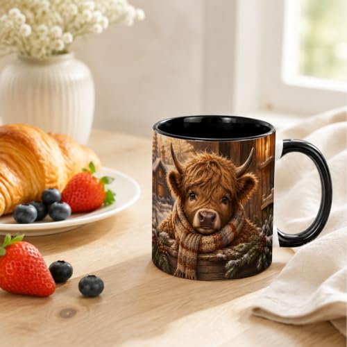 Cozy Winter Highland Cow Coffee Mug
