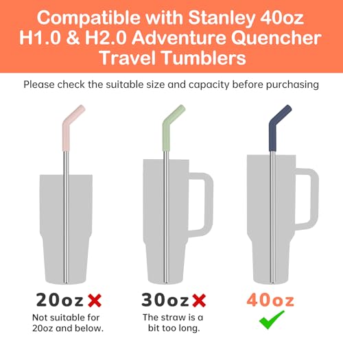 6PCS Stainless Steel Straws with Silicone Tip Fit for Stanley Cup (6 Count)