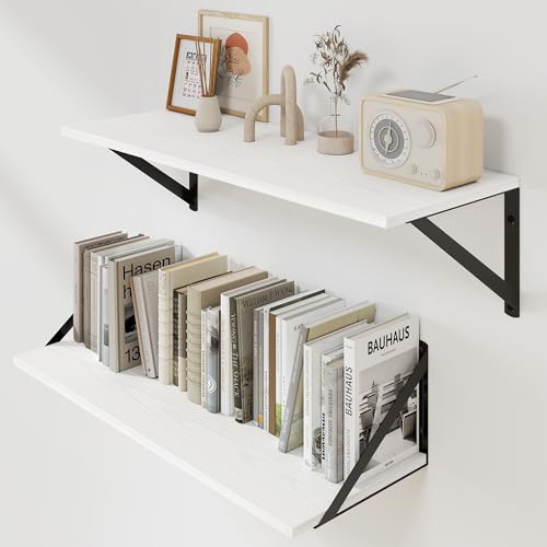 White Deep Floating Shelves for Wall (2 Count)