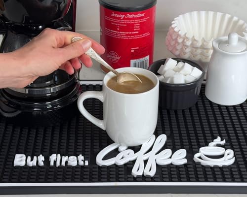 But First Coffee Silicone Bar Mat for Countertop 18x12 in