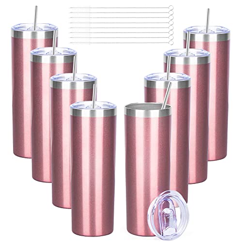 20 oz Skinny Tumblers with Lid and Straw (8 Count)