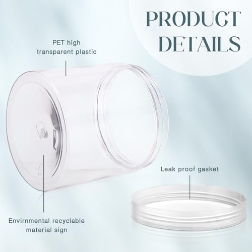 4 Pcs Plastic Jars Wide Mouth with Lids (4 Count)