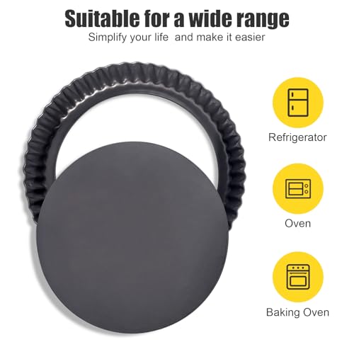 Tart Pan Removable Bottom 9 Inch Tart Pans Round Nonstick Quiche Pan Carbon Steel Quiche Baking Dish with Fluted Edges Fruit Tart Molds for Baking Pie Mold Pizza Chiffon Cake Dessert