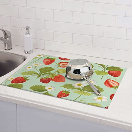 Large Dish Drying Mats For Kitchen Counter Microfiber Kitchen Drying Mat XL Draining Pad Absorbent Quick Drying Dish Mat 18x24 Inch