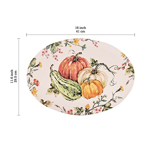 Pumpkin Feast Ceramic 16 inch Oval Platter