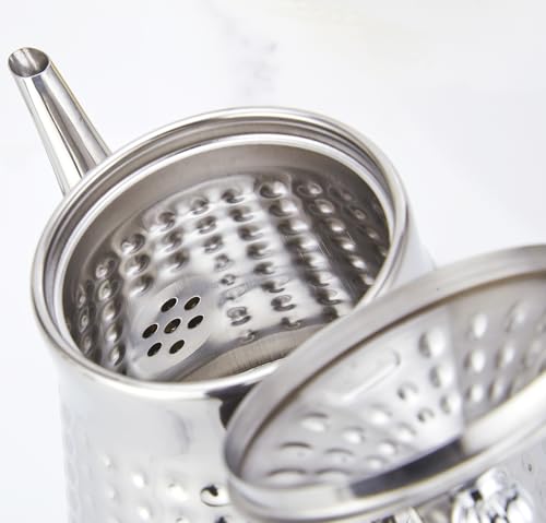 1.2L(40oz) Stainless Steel Hammer Patterned Teapot With Removeable Infuser,Loose leaf cover,Silver