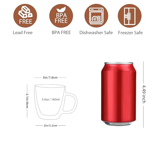 Insulated Espresso Glass Mugs 5.4oz (6 Count)