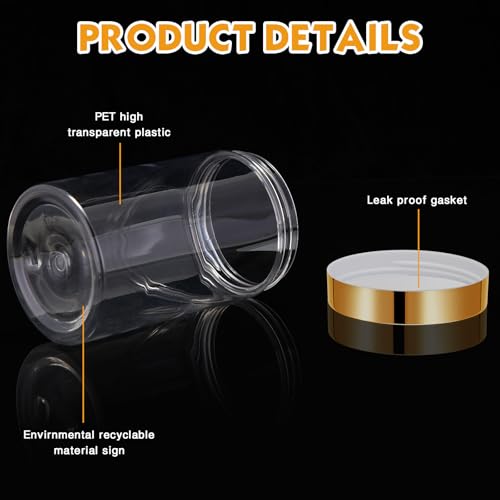 4 Pcs Plastic Jars Wide Mouth with Lids (4 Count)