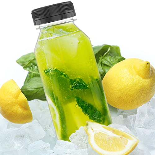 5 Pcs 6 oz Plastic Juice Bottle Bulk Beverage Containers with Black Lids (5 Count)
