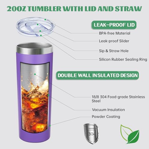 20 oz Skinny Tumbler with Lid and Straw (4 Count)