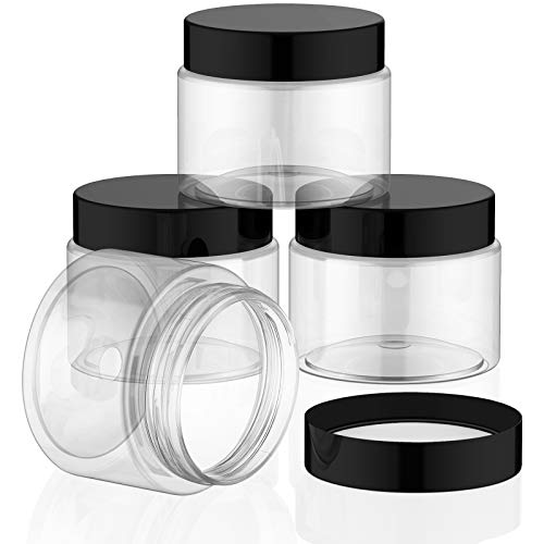4 Pcs Plastic Jars Wide Mouth with Lids (2 Ounce)