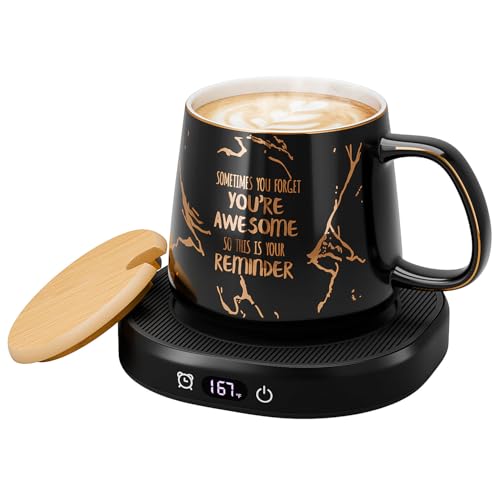 Coffee Mug Warmer with You are Awesome Mug Set Electric Cup Warmer for Desk