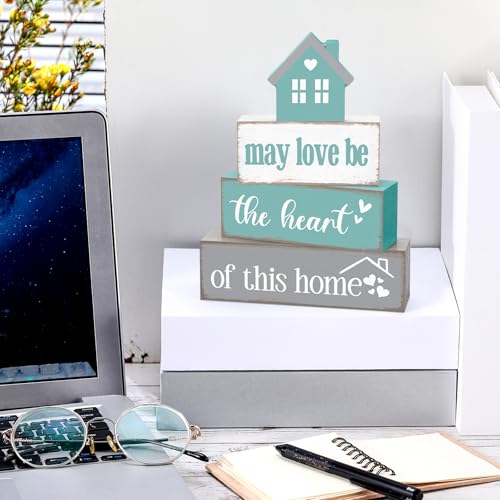4 Pcs Farmhouse Table Decoration Rustic Sign Block (4 Count)