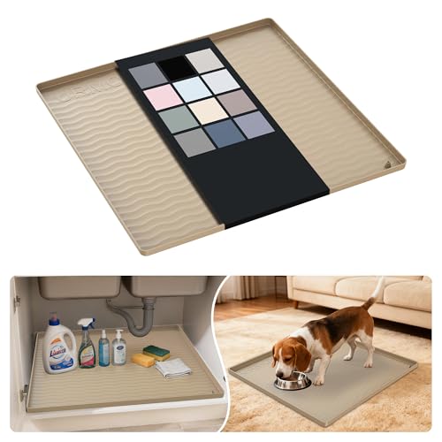 Waterproof Silicone Under Sink Mat 22'' x 22'' Shelf Liner for Kitchen and Bathroom