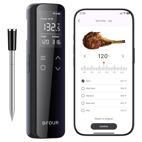 Wireless Meat Thermometer Bluetooth with Digital Standalone Base