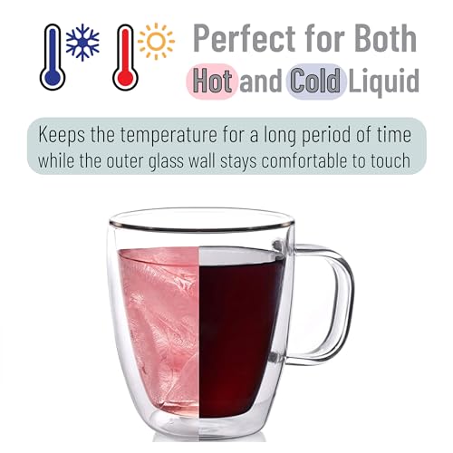 BTaT Double Walled Glass Coffee Mugs (6 Count)