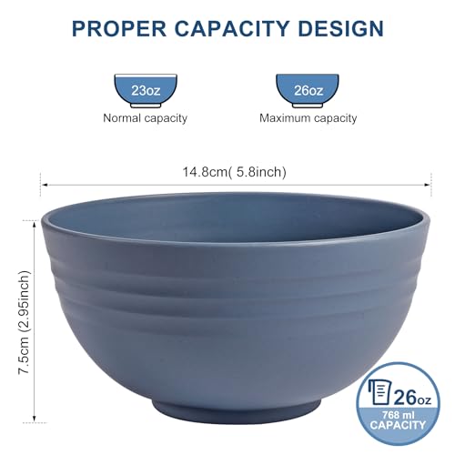 BPA Free Unbreakable Wheat Straw Cereal Bowls (26 Count)