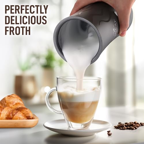 Zulay 4-in-1 Milk Frother and Steamer - Automatic Hot and Cold Foam Maker with Auto Shut Off & Temperature Control for Coffee, Latte, Cappuccino, Hot Chocolate - Gray