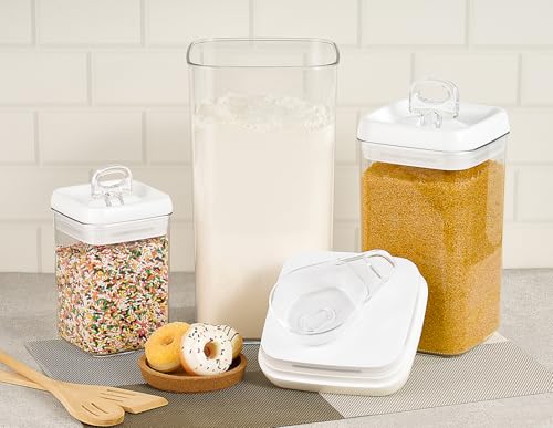Flip Tite Acrylic Food Storage Container with Lid 6” XL Air Tight Ring Seal Flip Top (3 Count)