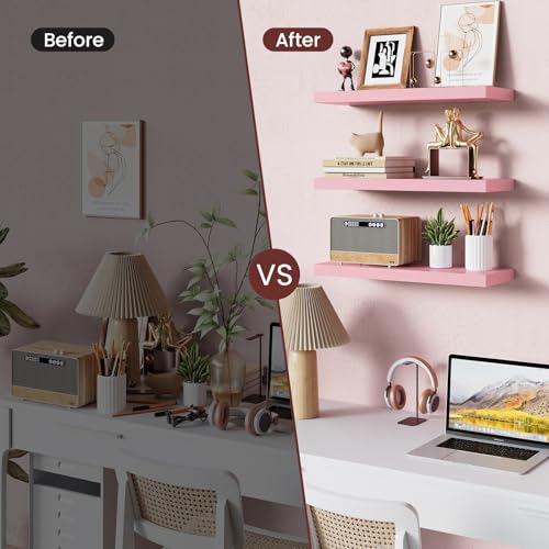 Pink Floating Shelves 15.7in