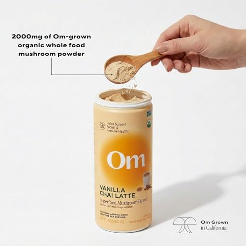 OM Mushrooms SUPERFOODS Creamy Vanilla Chai with Organic Adaptogenic Mushrooms for Energy (8.47 Ounce)
