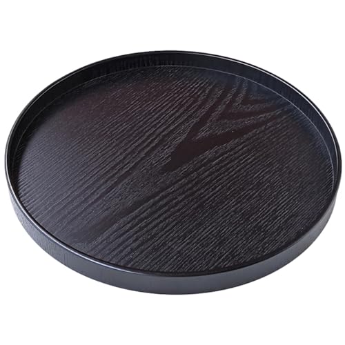 Round Solid Wood Serving Tray Extra Large Tea Coffee Snack Food Meals Serving Plate Non