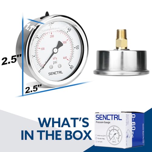 0 60 Psi Liquid Filled Low Pressure Gauge