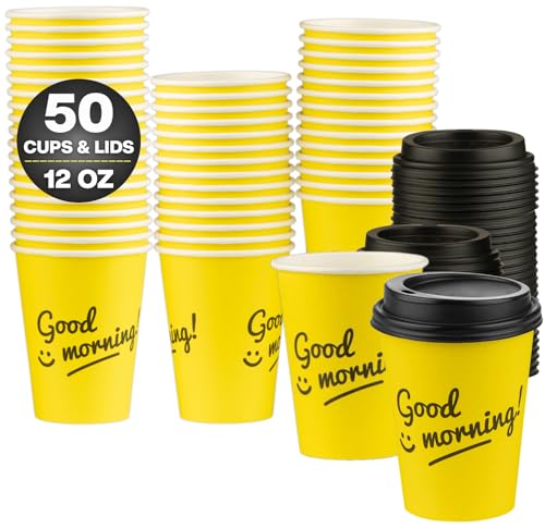 Disposable Coffee Cups with Lids (50 Count)
