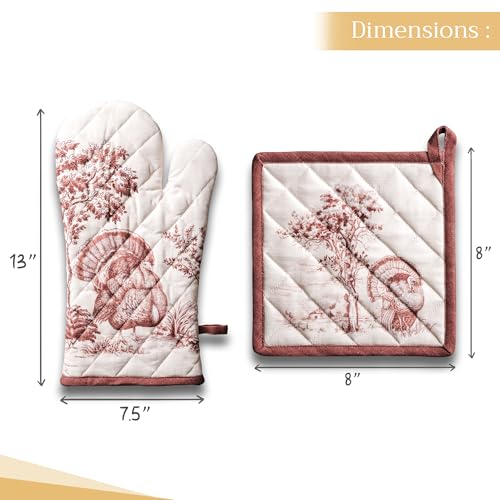100% Cotton Oven Mitt & Pot Holder Set
