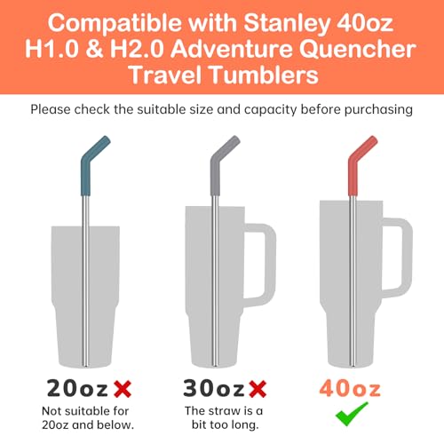 6PCS Stainless Steel Straws with Silicone Tip Fit for Stanley Cup (6 Count)