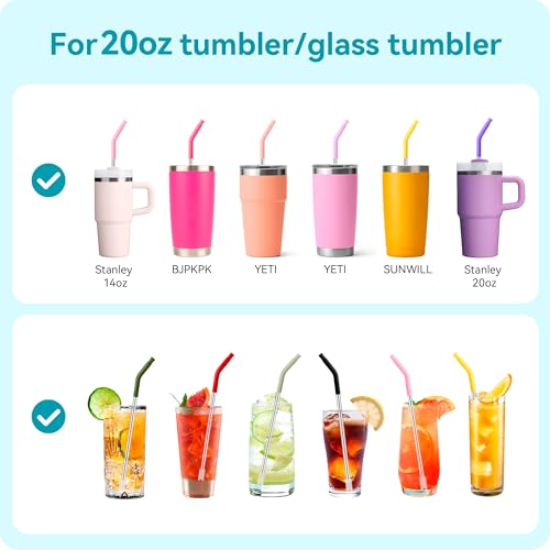 20 oz Straight Metal Straws with Silicone Tip for 20 oz Tumbler